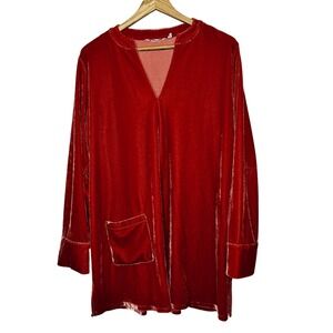 Soft Surroundings Velvet Tunic‎ Top Long Sleeve Pocket Burnt Orange XL Jewel